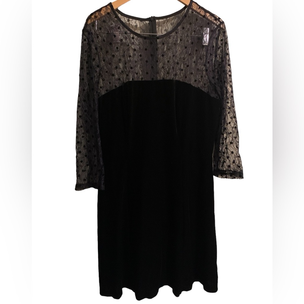 Jason Wu black sheer velvet midi length dress size Large women’s formal evening